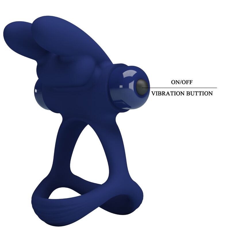 Pretty Love Francisco Double Vibrating Ring Rabbit Blue