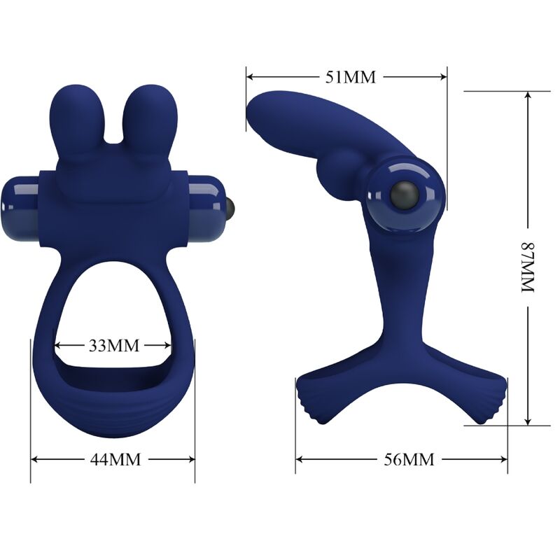 Pretty Love Francisco Double Vibrating Ring Rabbit Blue
