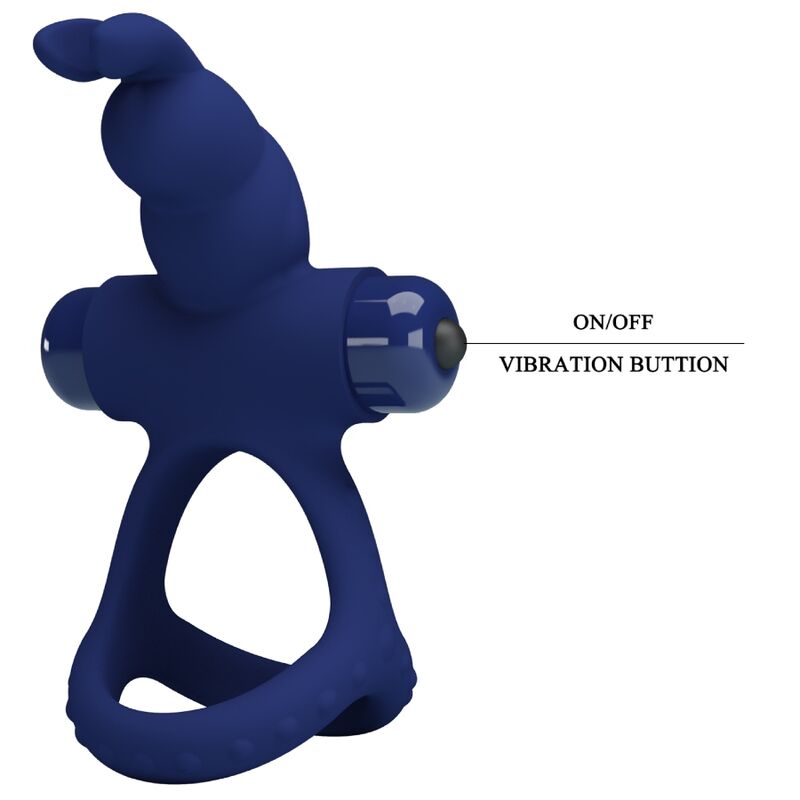 Pretty Love Luchito Double Vibrating Ring Rabbit Blue