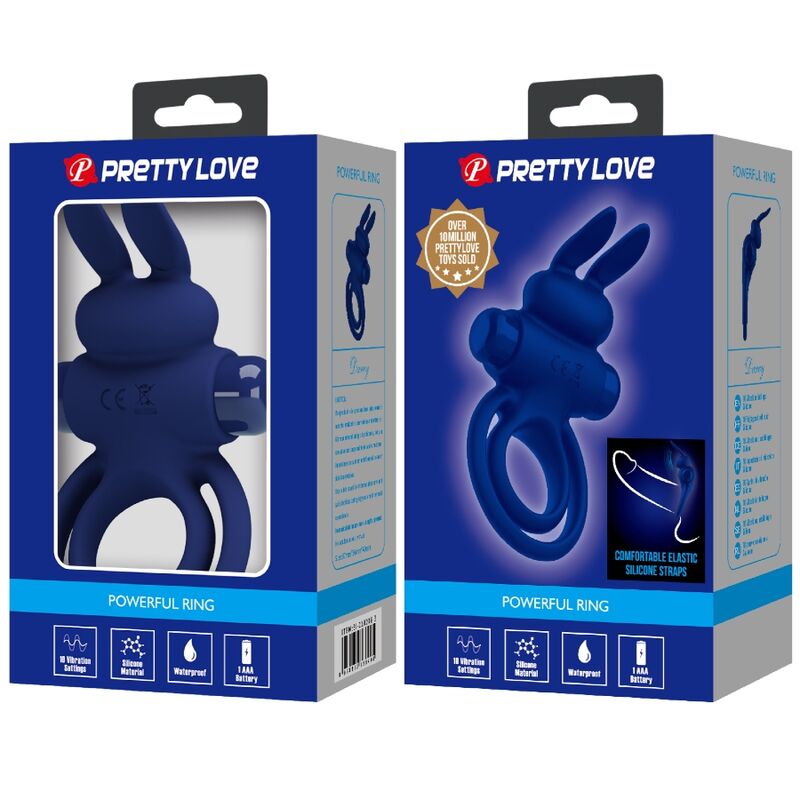 Pretty Love Darey Double Vibrating Ring Rabbit Blue