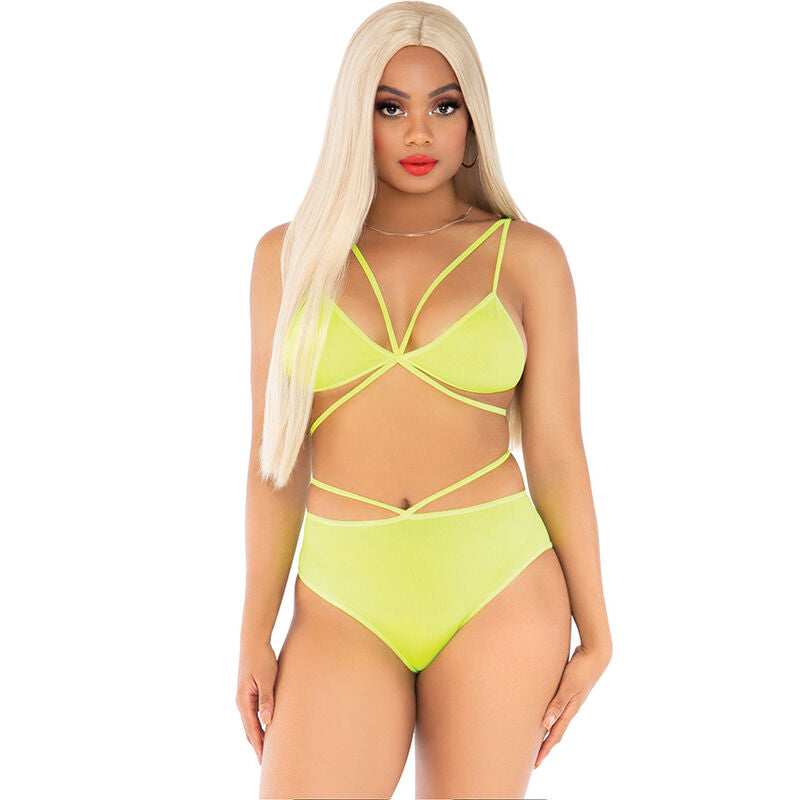 Conjunto Lencería Leg Avenue Top & Panties Fishnet con Pedrería