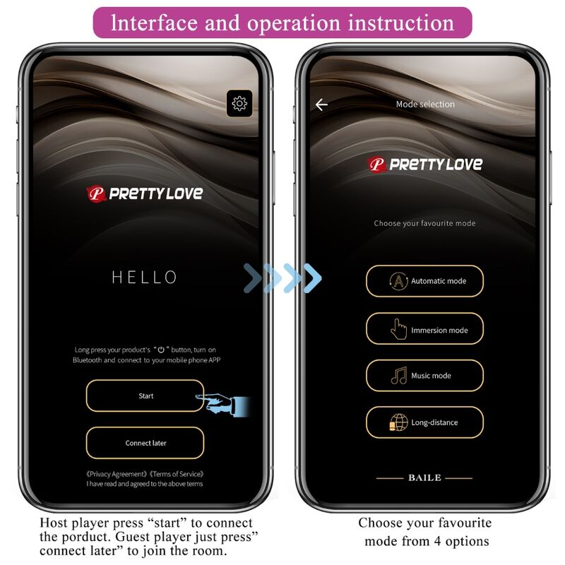 Pretty Love Hector Electroshock Vibrator con App - Violeta