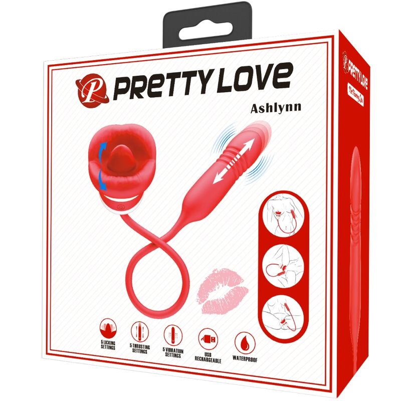 Pretty Love Ashlynn Red Mouth Masturbator - Vibrador USB Recargable