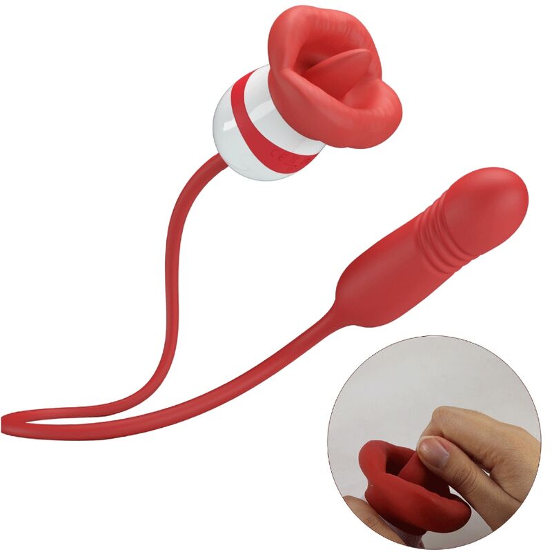 Pretty Love Ashlynn Red Mouth Masturbator - Vibrador USB Recargable