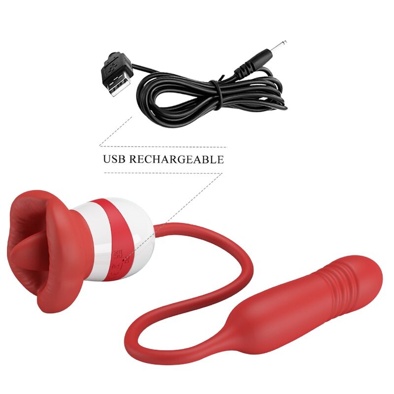 Pretty Love Ashlynn Red Mouth Masturbator - Vibrador USB Recargable