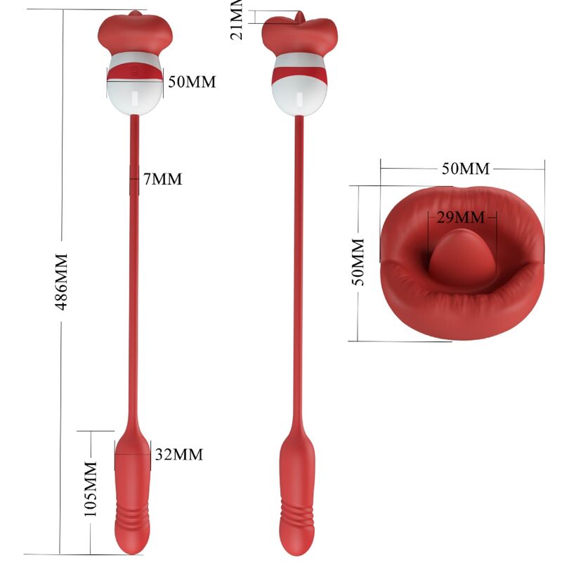 Pretty Love Ashlynn Red Mouth Masturbator - Vibrador USB Recargable