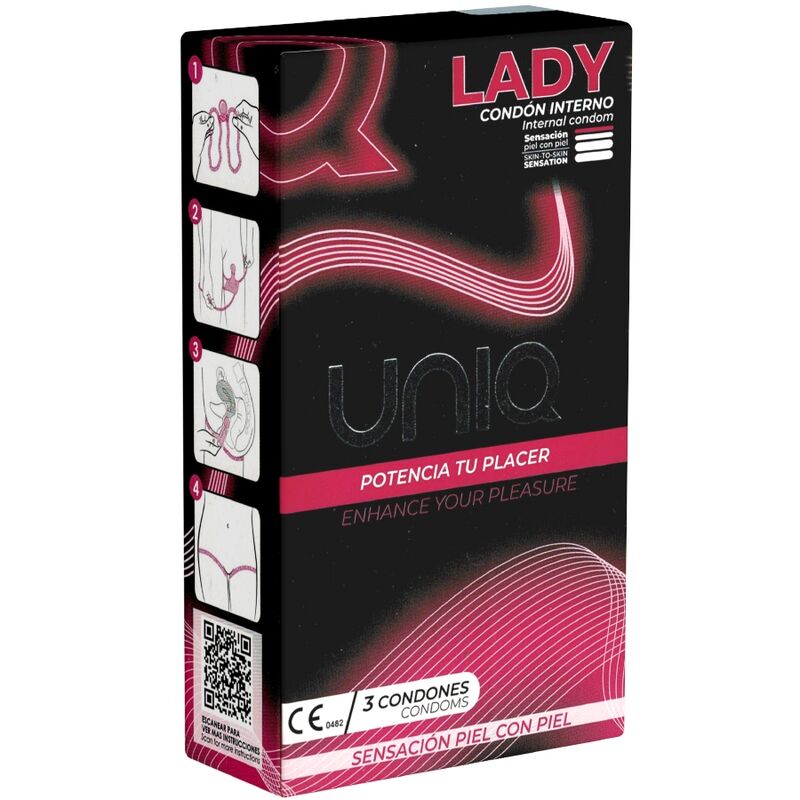 UNIQ Lady Condones Femeninos sin Látex con Liguero - 3 Unidades