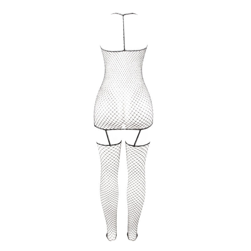Subblime Shiny Fishnet Bodystocking One Size - Halter Negro