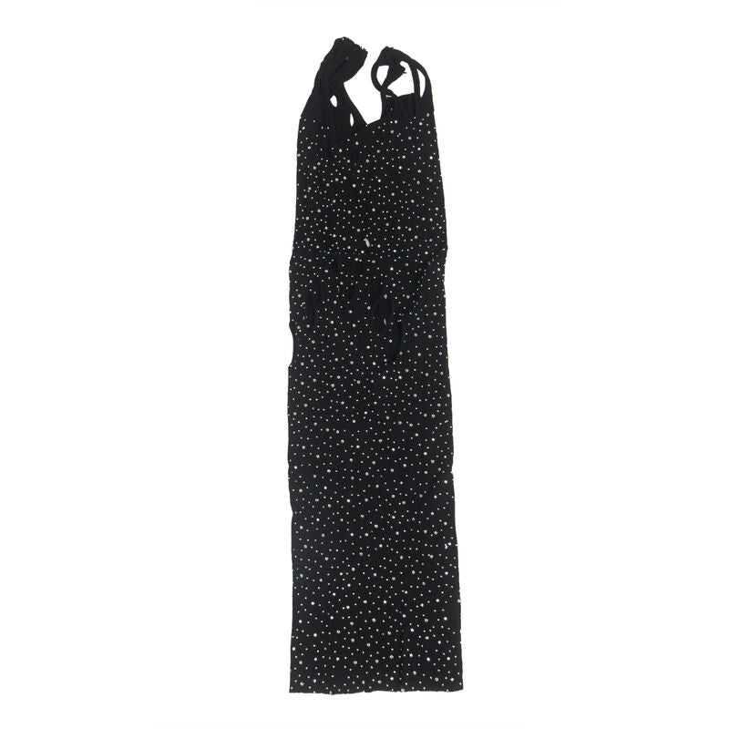 Subblime Fishnet Dress Strass - Vestido de Red Elástica con Diamantes Brillantes Negro