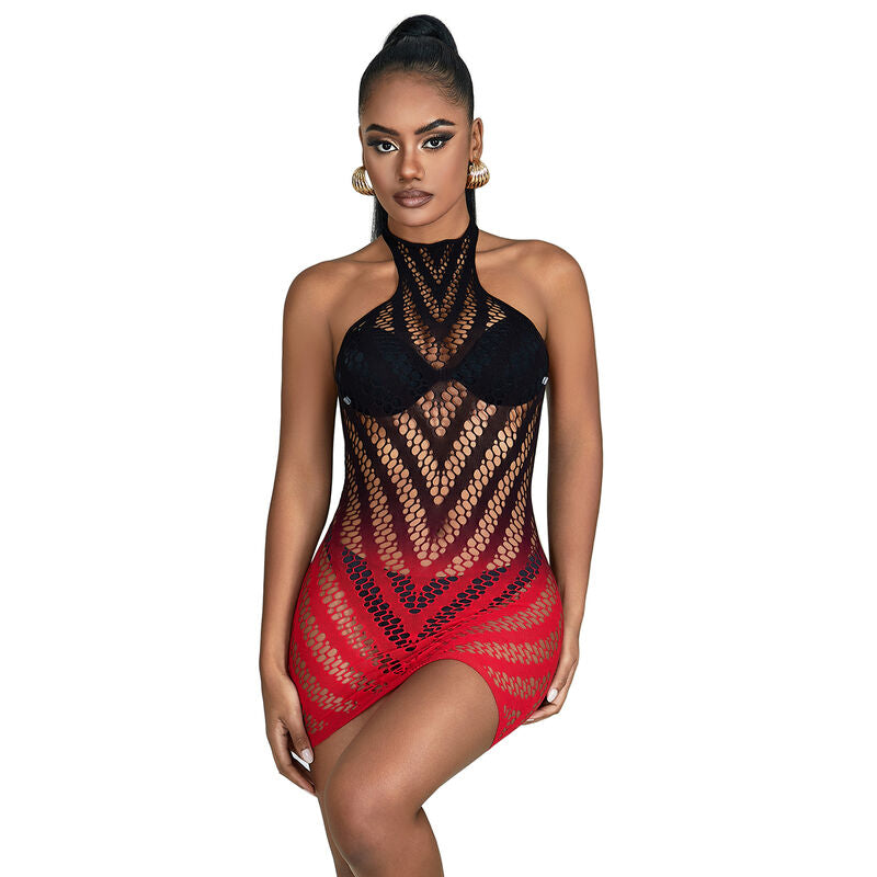 Vestido de Malla Elástica Degradado Rojo y Negro Subblime - Talla Única