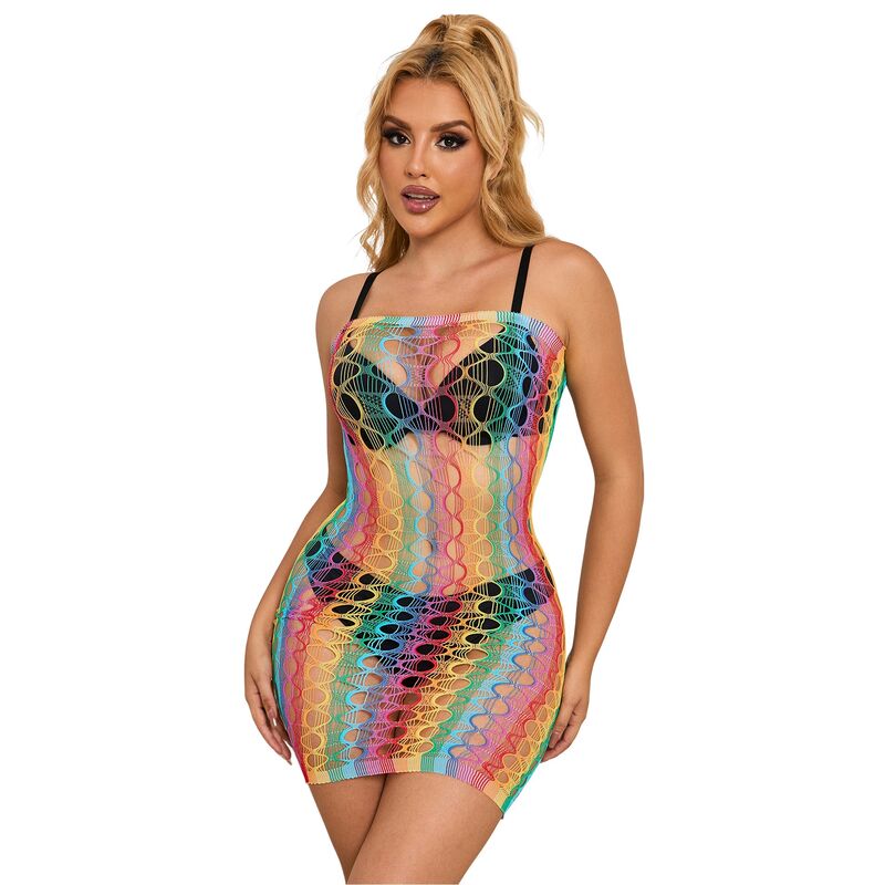 Vestido Fishnet Rainbow Hombros Descubiertos Subblime One Size