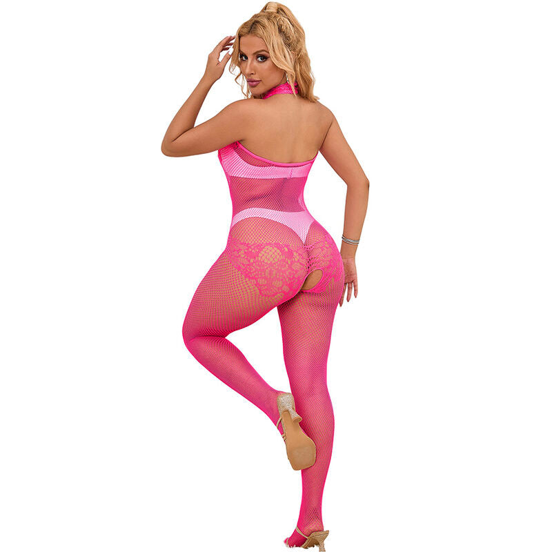 Bodystocking Red Fishnet Cuello Alto sin Entrepierna - Subblime