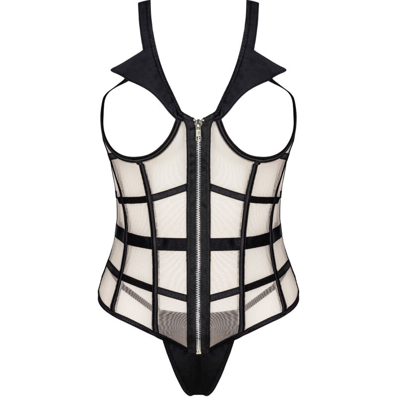Livco Corsetti Laura LC 20215 - Corsé + Tanga Sensual Negro y Beige