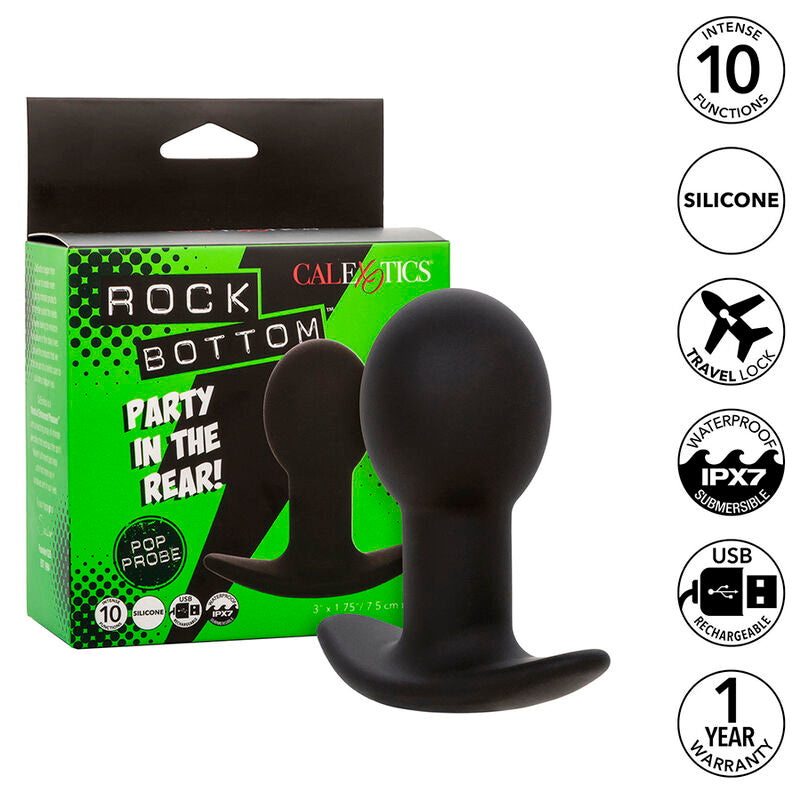 CalExotics Rock Bottom Anal Plug 10 Vibraciones Silicona Negro