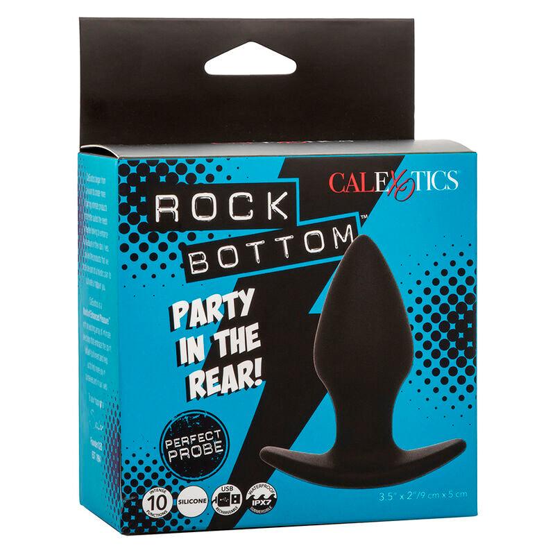 CalExotics Rock Bottom Perfect Anal Plug - 10 Vibraciones Silicona Negra