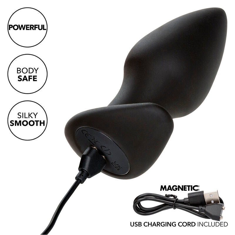 CalExotics Rock Bottom Perfect Anal Plug - 10 Vibraciones Silicona Negra