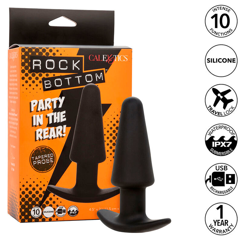 CalExotics Rock Bottom Tapered Anal Plug - 10 Vibraciones Silicona