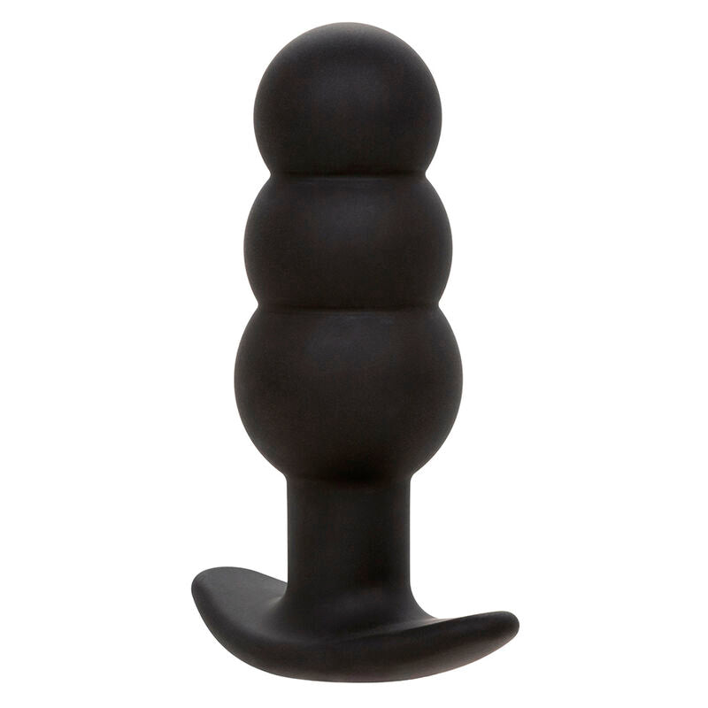 CalExotics Rock Bottom Beaded Anal Plug - 10 Vibraciones Silicona Negra