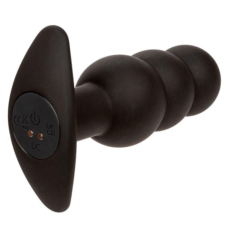 CalExotics Rock Bottom Beaded Anal Plug - 10 Vibraciones Silicona Negra