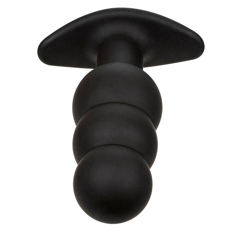 CalExotics Rock Bottom Beaded Anal Plug - 10 Vibraciones Silicona Negra