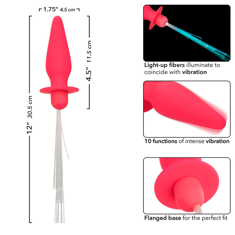 CalExotics Southern Lights Light Up Anal Plug - 10 Vibraciones Silicona Rosa