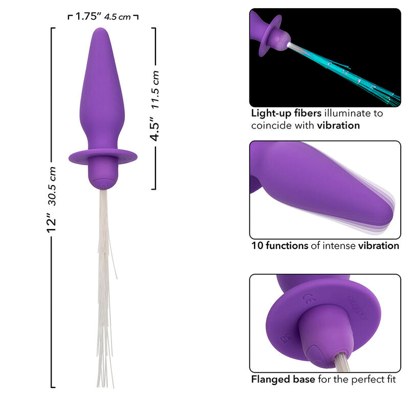 CalExotics Southern Lights Light Up Anal Plug Silicona Púrpura 10 Vibraciones