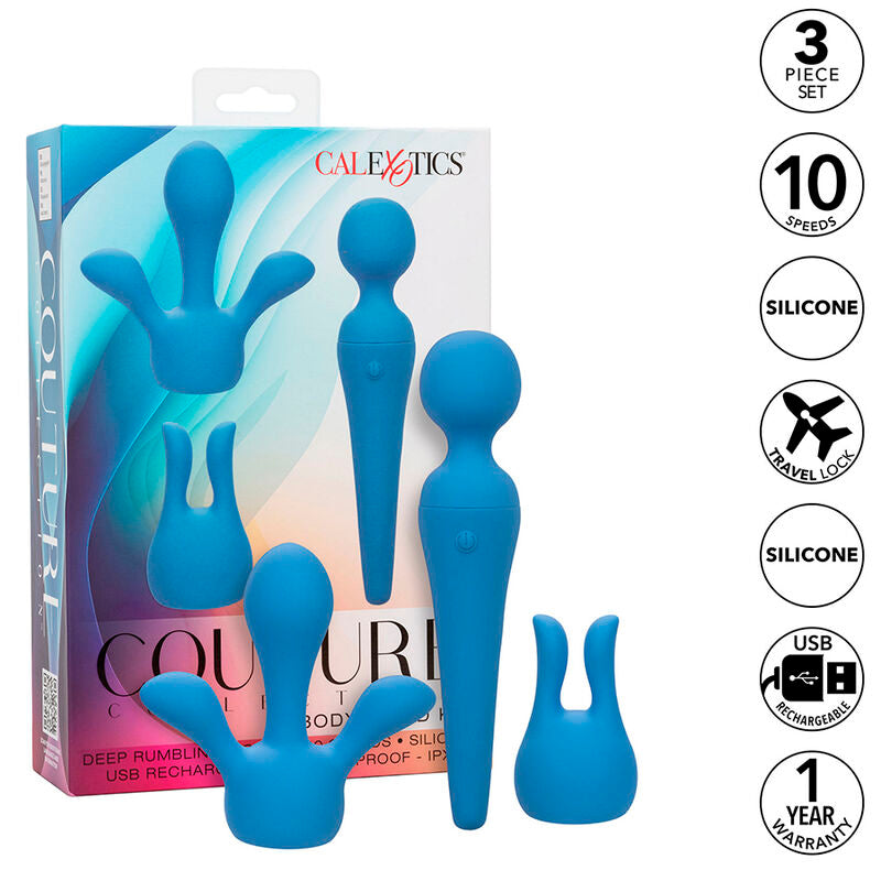 CalExotics Couture Collection Body Wand - Masajeador Recargable 10 Velocidades Azul