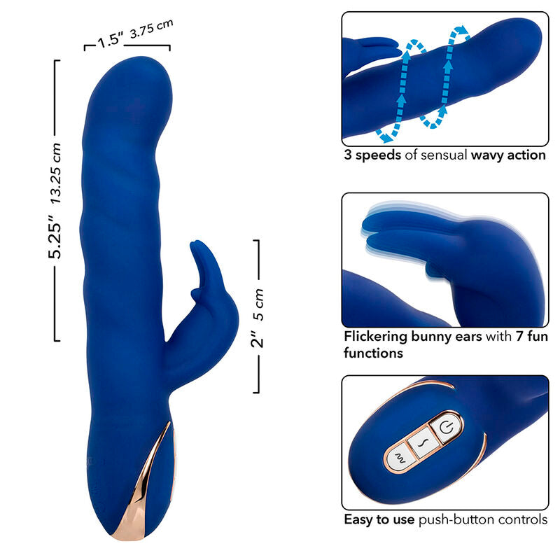 CalExotics Jack Rabbit Vibrator Wave Motion Blue