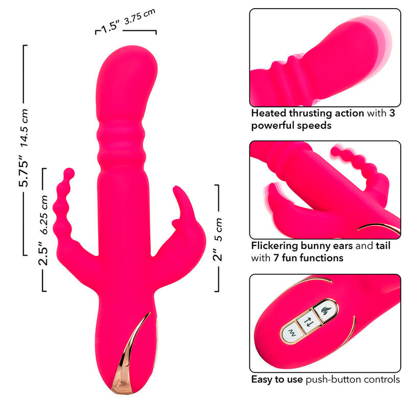 Jack Rabbit Fantasy Triple Heated Vibrator - Vibrador Rabbit Calefactor con Empuje