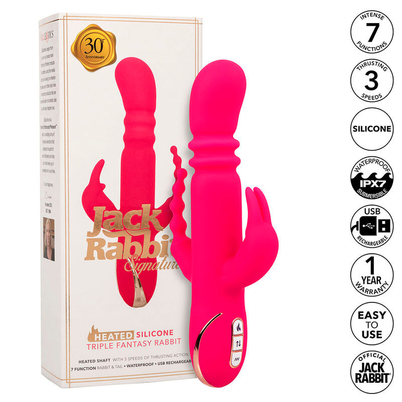 Jack Rabbit Fantasy Triple Heated Vibrator - Vibrador Rabbit Calefactor con Empuje