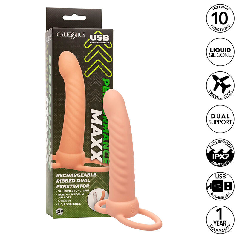 CalExotics Maxx Ribbed Dual Penetrator - 10 Vibraciones