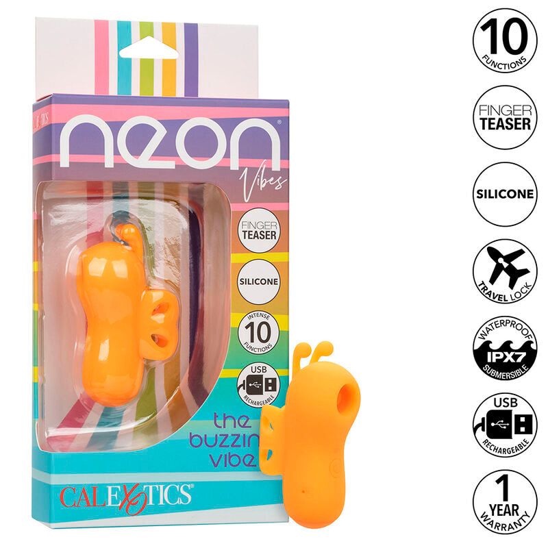 CalExotics Neon Vibes The Buzzing Vibe - Estimulador de Dedo Recargable 10 Vibraciones