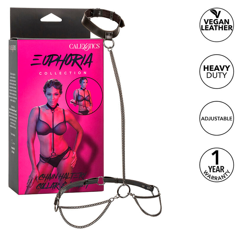 Euphoria Chain Halter Collar & Leash - Collar Estilo Halter con Correa de Cadena