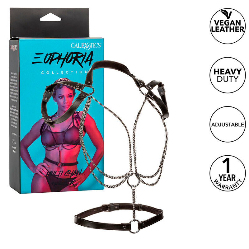 CalExotics Euphoria Multichain Halter Harness - Arnés Premium Cuero Vegano
