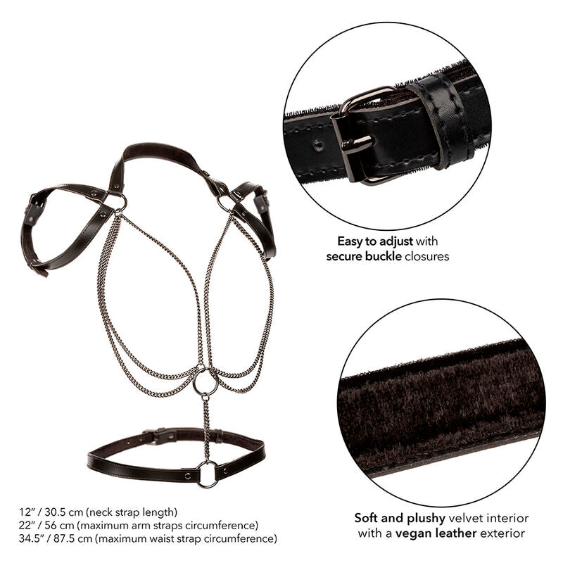 CalExotics Euphoria Multichain Halter Harness - Arnés Premium Cuero Vegano