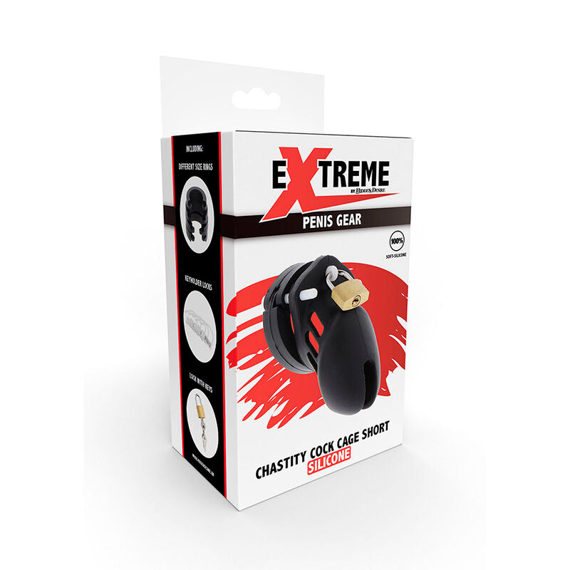 Hidden Desire Extreme Chastity Cock Cage Silicone Talla S Negro