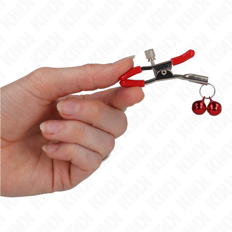 Kink Double Bell Nipple Clamp Red - Pinza para Pezones 6 cm