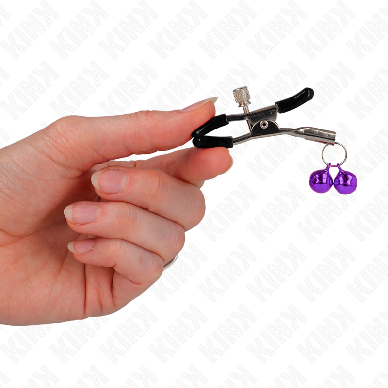 Kink Double Bell Nipple Clamp Purple - Pinza de Pezones Ajustable 6 cm