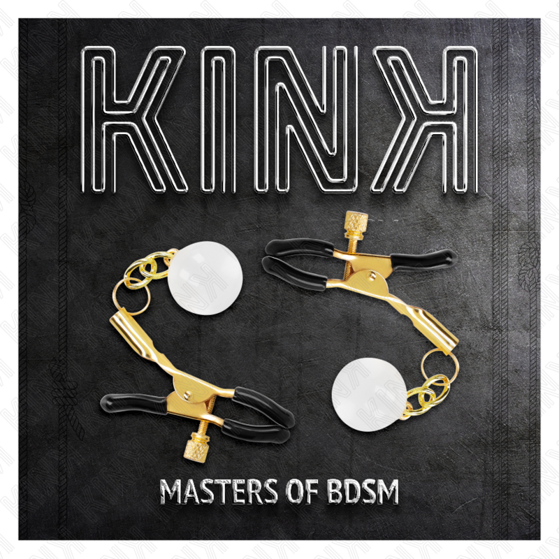 Pinzas para Pezones de Cristal KINK Gold 6 cm con Cadena de Cuentas
