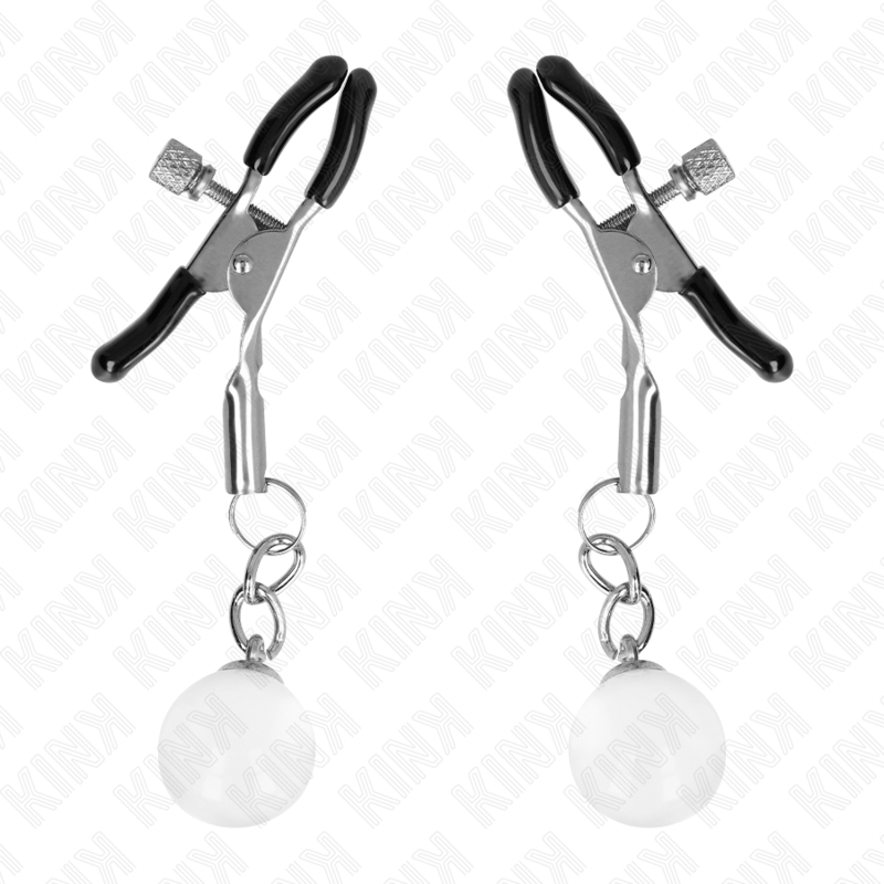 Pinzas para Pezones KINK Glass Bead Nipple Clamps Silver 6 cm