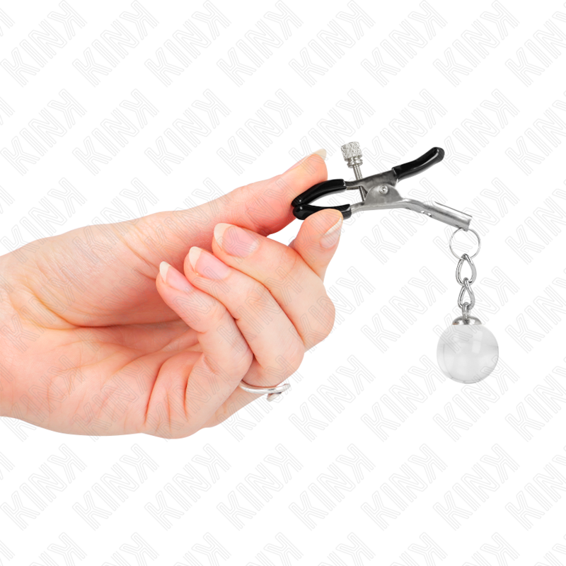 Pinzas para Pezones KINK Glass Bead Nipple Clamps Silver 6 cm