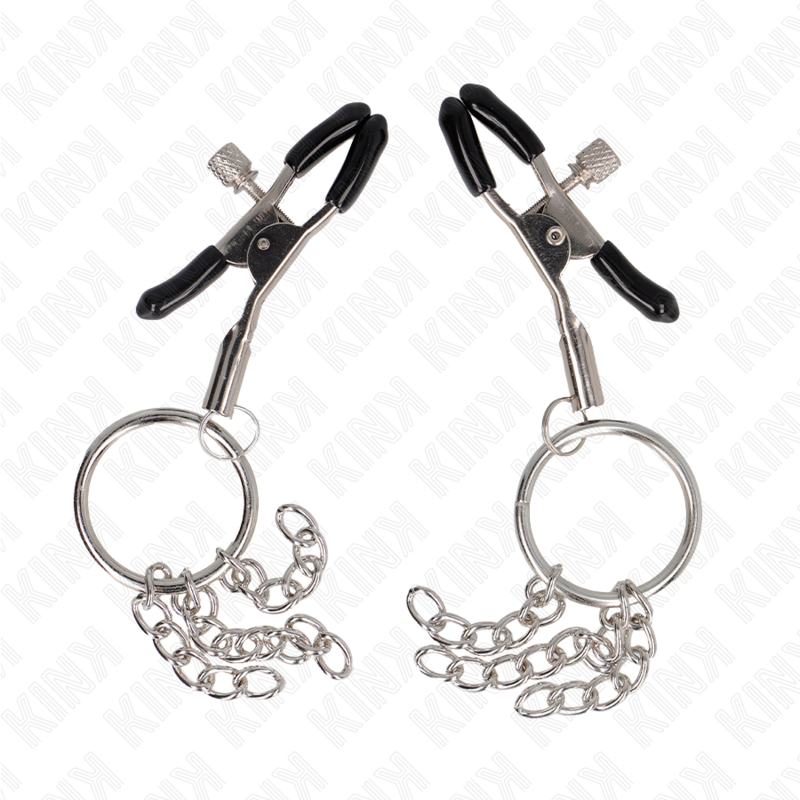 Kink O Ring Nipple Clamp with Chain Silver 6 cm