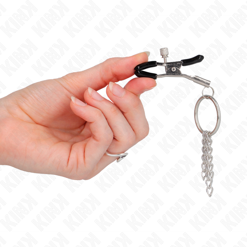 Kink O Ring Nipple Clamp with Chain Silver 6 cm