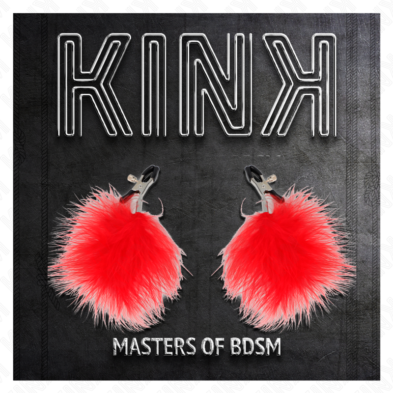 Kink Feather Nipple Clamp Red - Pinzas para Pezones Ajustables con Plumas