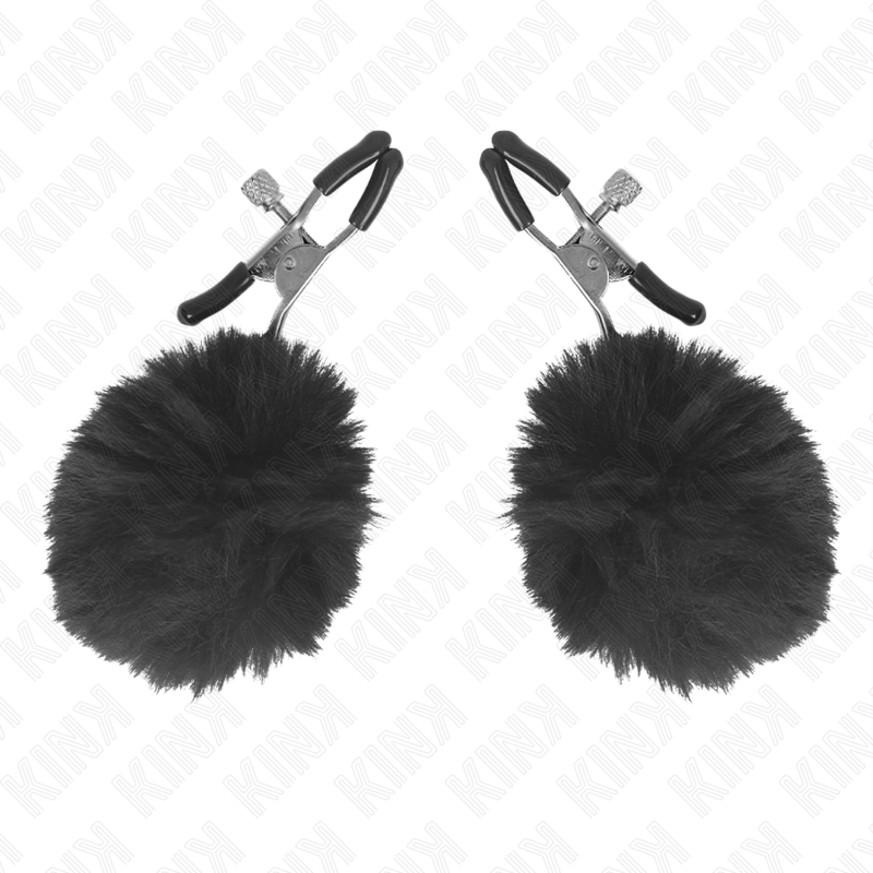 KINK Pinzas para Pezones con Borlas de Polipiel 6 cm - Negro