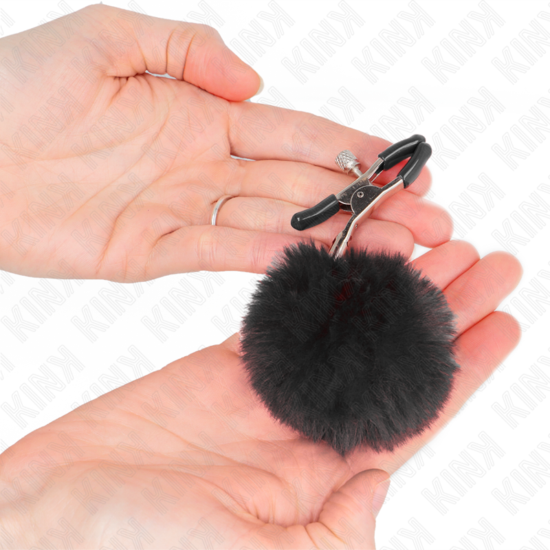 KINK Pinzas para Pezones con Borlas de Polipiel 6 cm - Negro