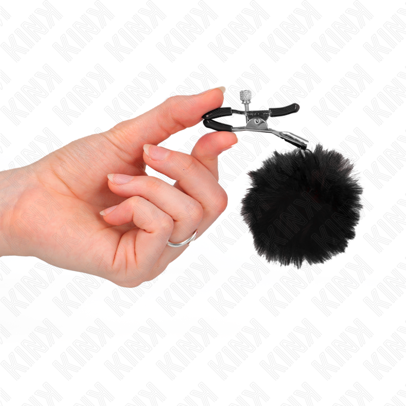 KINK Pinzas para Pezones con Borlas de Polipiel 6 cm - Negro