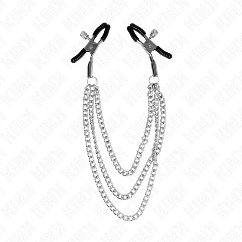 Kink Nipple Clamps with 3 Chains Silver - Estimulación Ajustable