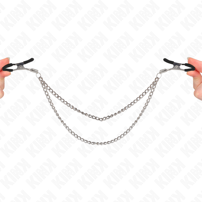 Pinzas para Pezones Kink con Cadenas Plateadas y Vibración Ajustable