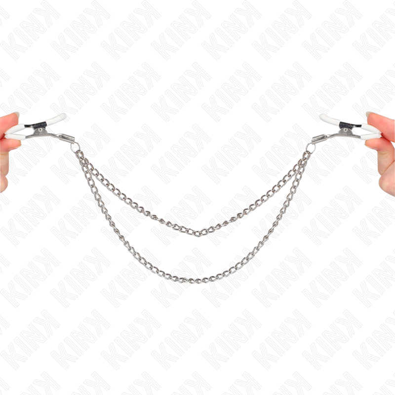 Kink Nipple Clamps with 2 Thin Chains Silver 20/23 cm